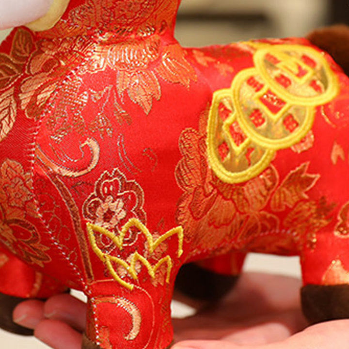 Buddha Stones Pluche pop met koperen munten in de stijl van het Jaar van het Paard als woondecoratie. - image 10