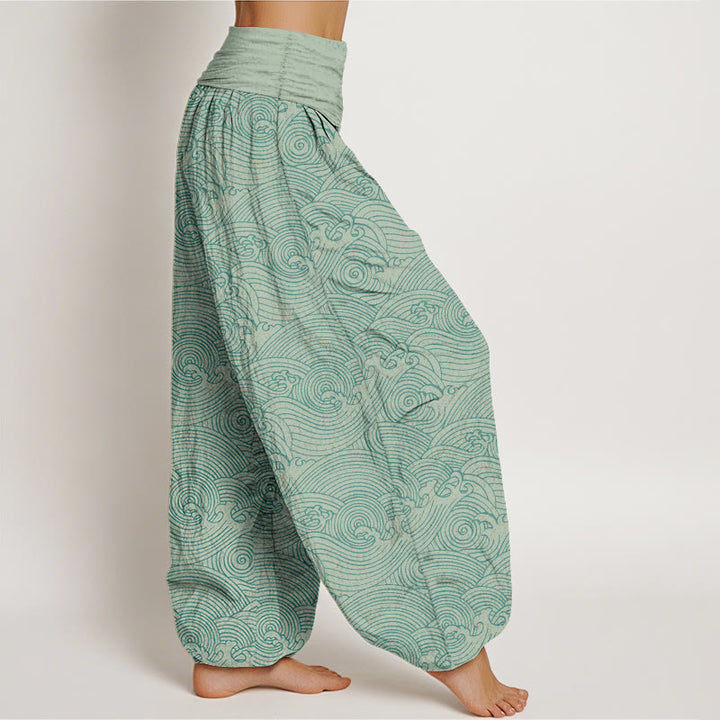 Buddha Stones Harembroek voor dames met elastische Taille en Fu-figuur, 100% Cotton. - image 2