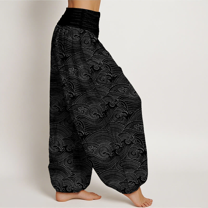 Buddha Stones Harembroek voor dames met elastische Taille en Fu-figuur, 100% Cotton. - image 10