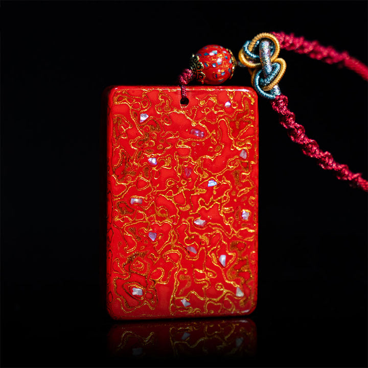 Buddha Stones Handgemaakte Ketting met sandelhoutmotief ter bescherming. - Rood ( Maat hanger: 4*6*1 cm) - image 7