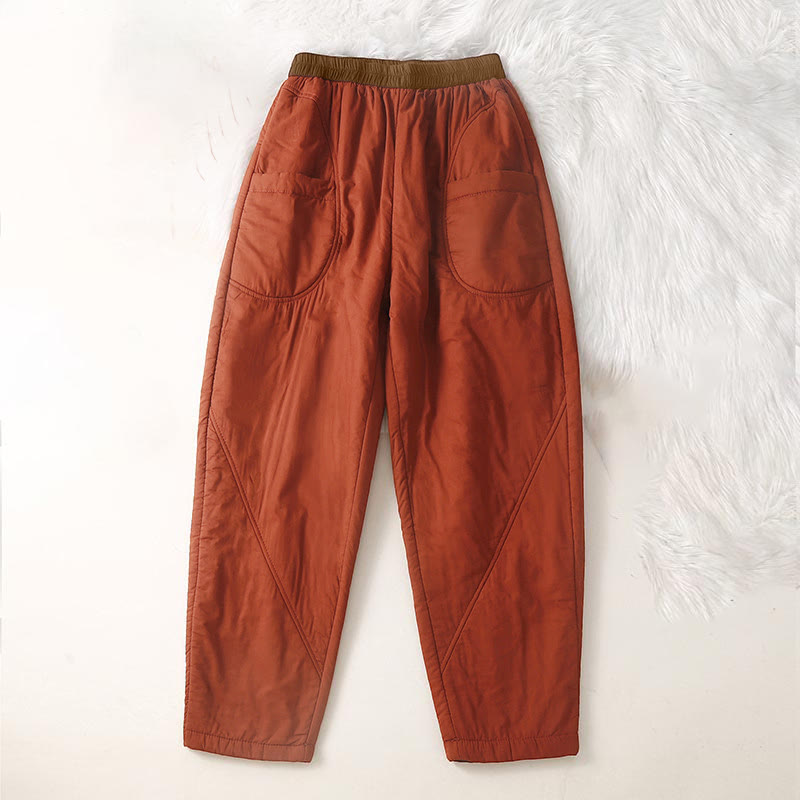 Buddha Stones Dames winterbroek met elastische Taille , dikke stof en Zakken - OranjeRood - US8-10，UK/AU12-14，EU40-42 (2XL) - image 5