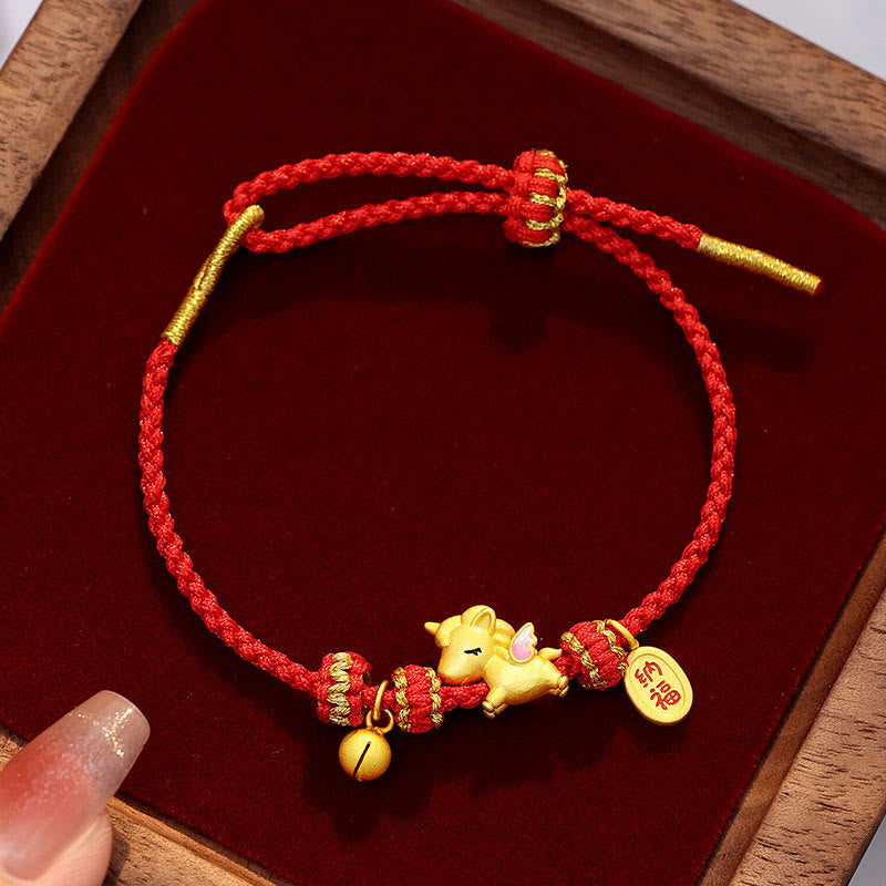 Buddha Stones 925 Sterling Zilveren Armband met Rood Koord, Gelukbrengend en Armband voor het Jaar van het Paard - Stijl A (Polsomtrek: 16-20 cm) - image 0