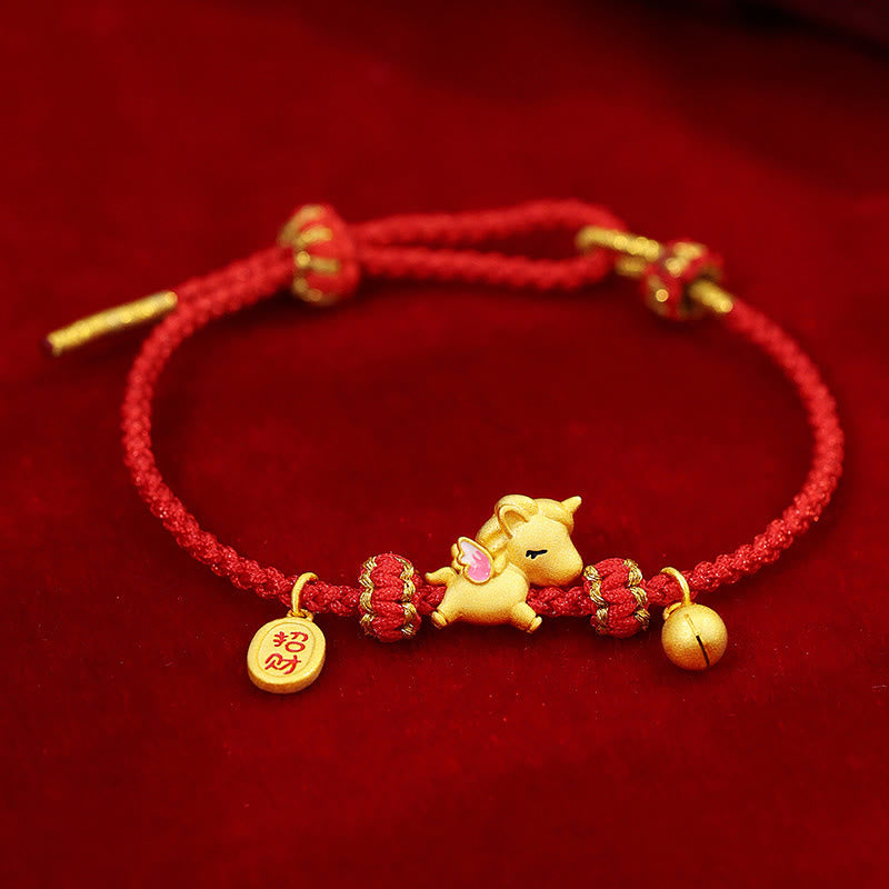 Buddha Stones 925 Sterling Zilveren Armband met Rood Koord, Gelukbrengend en Armband voor het Jaar van het Paard - image 1
