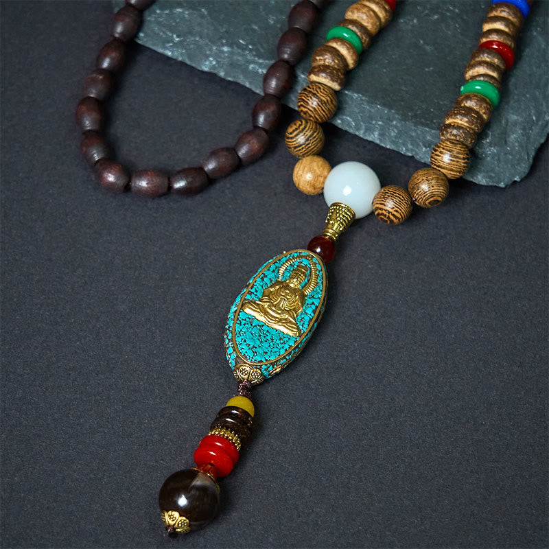 Buddha Stones Vintage Nepal Avalokitesvara Harmony kokosnootschelp kralen hanger Ketting - image 3