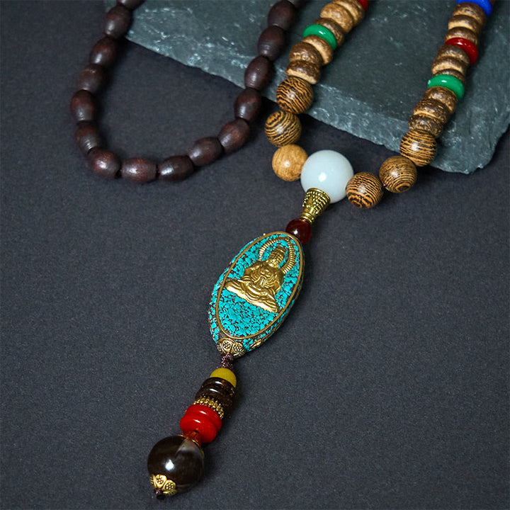 Buddha Stones Vintage Nepal Avalokitesvara Harmony kokosnootschelp kralen hanger Ketting - image 3