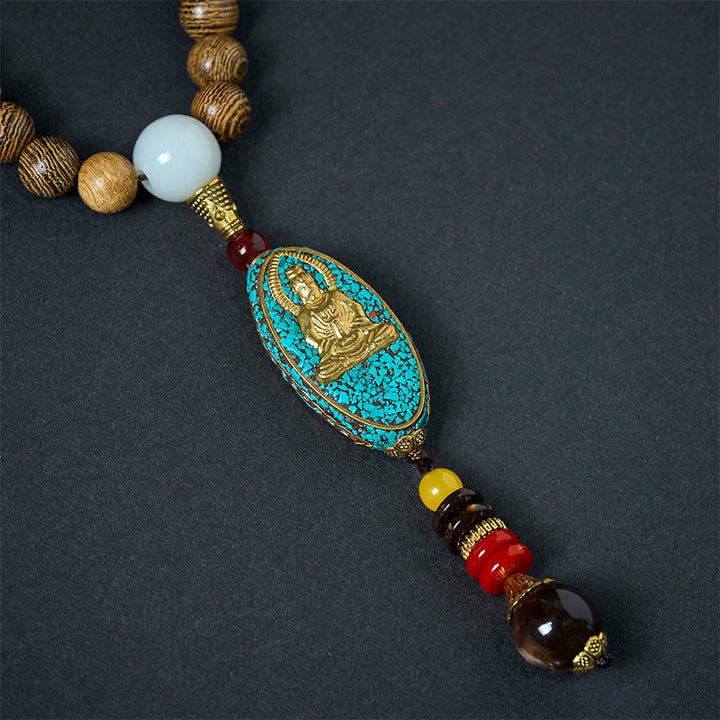 Buddha Stones Vintage Nepal Avalokitesvara Harmony kokosnootschelp kralen hanger Ketting - image 8