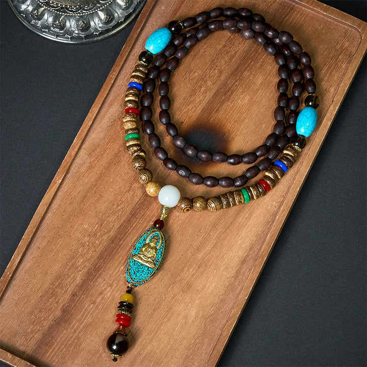 Buddha Stones Vintage Nepal Avalokitesvara Harmony kokosnootschelp kralen hanger Ketting - AVALOKITESVARA-SYMBOOL (Rijkdom ♥ Succes) - image 0