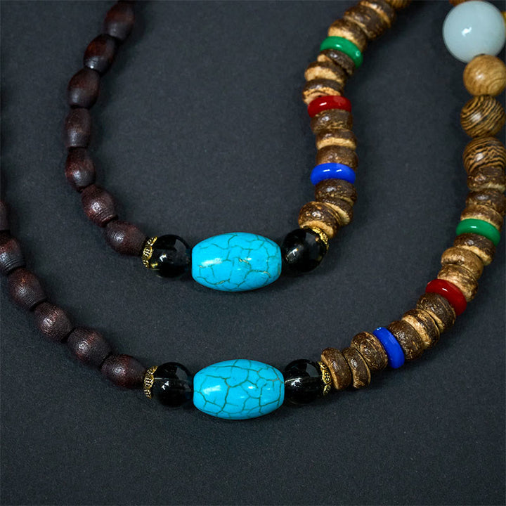 Buddha Stones Vintage Nepal Avalokitesvara Harmony kokosnootschelp kralen hanger Ketting - image 4