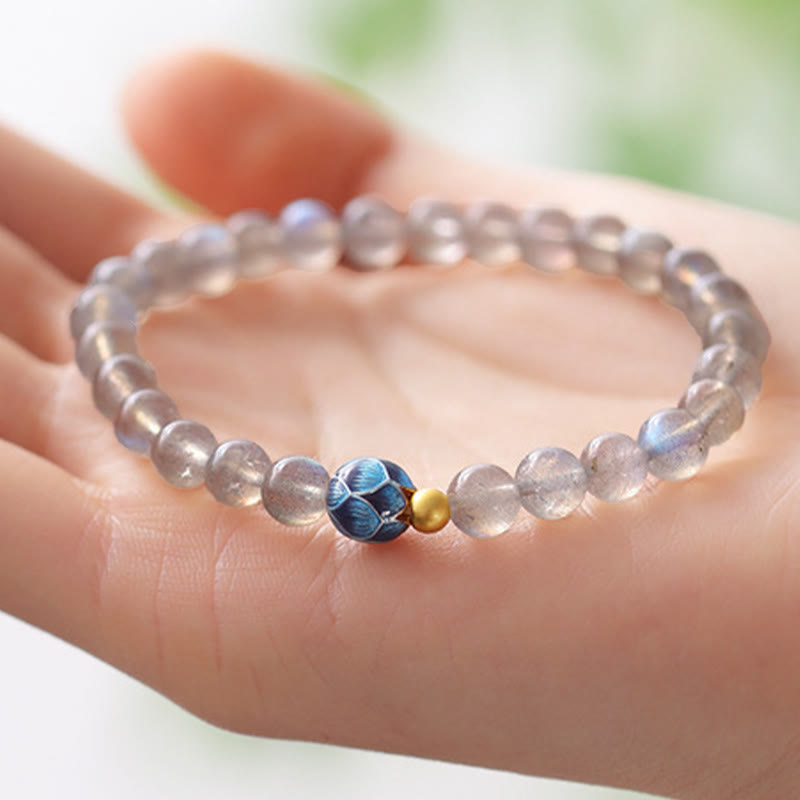 Buddha Stones Natuurlijke maansteen lotus liefde charmante Armband - image 3