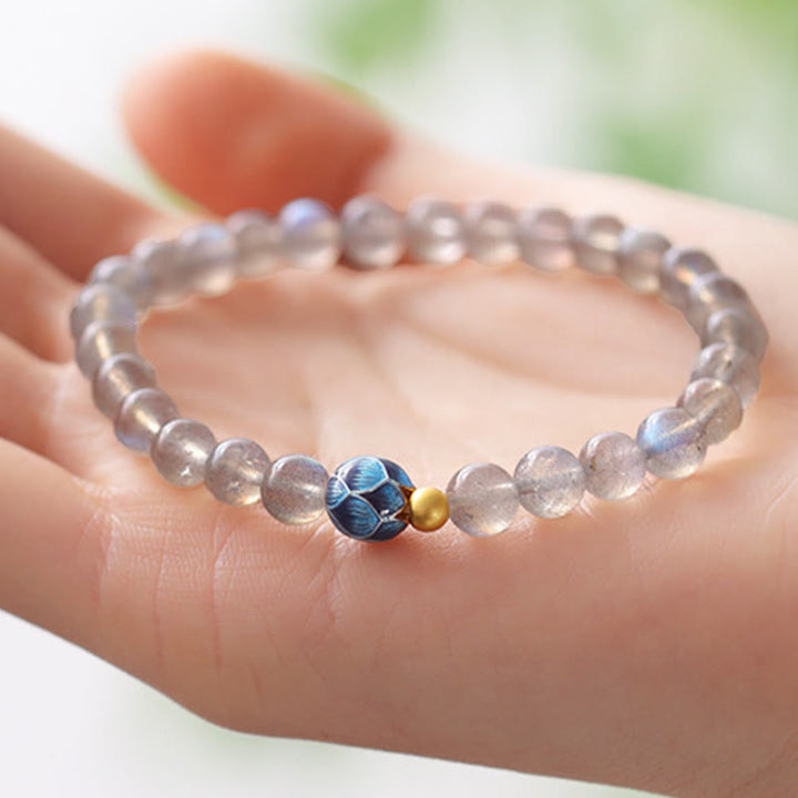 Buddha Stones Natuurlijke maansteen lotus liefde charmante Armband - image 3