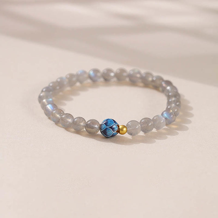 Buddha Stones Natuurlijke maansteen lotus liefde charmante Armband - Maansteen &amp; Lotus (Polsomtrek: 15-16 cm) - image 0