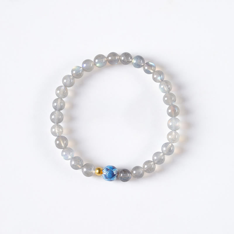 Buddha Stones Natuurlijke maansteen lotus liefde charmante Armband - image 7