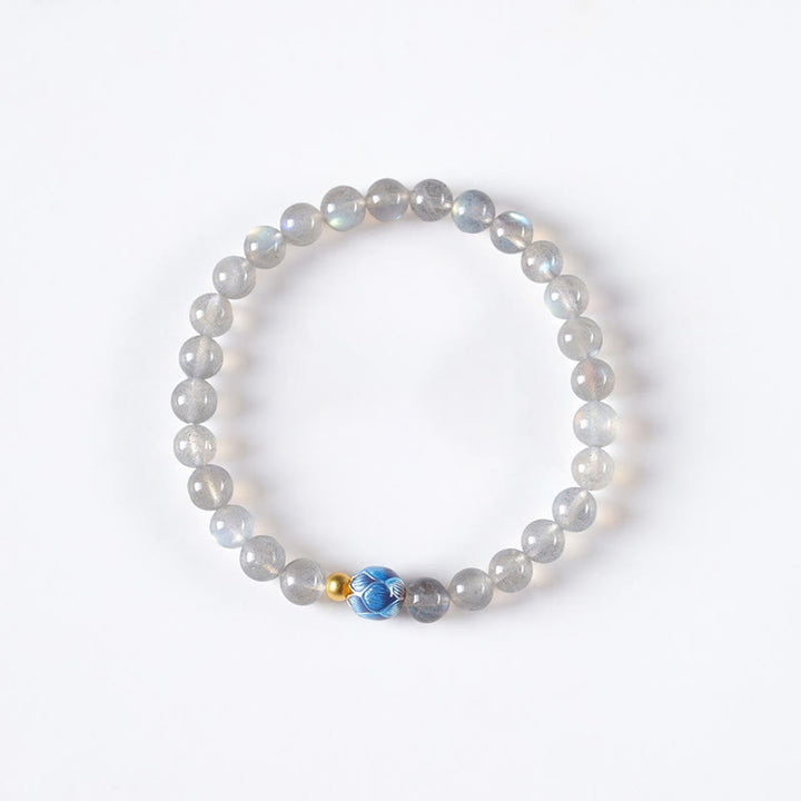 Buddha Stones Natuurlijke maansteen lotus liefde charmante Armband - image 7