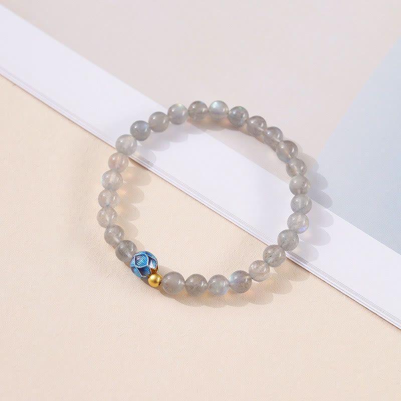 Buddha Stones Natuurlijke maansteen lotus liefde charmante Armband - image 1