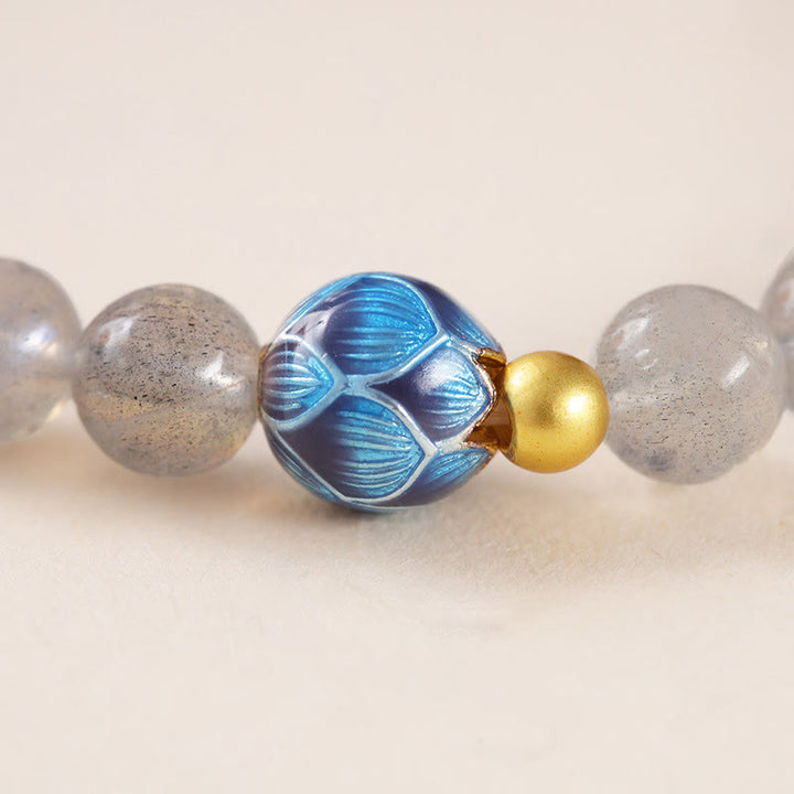 Buddha Stones Natuurlijke maansteen lotus liefde charmante Armband - image 9