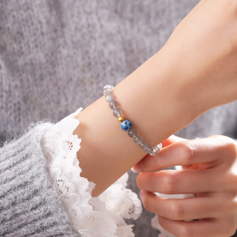 Buddha Stones Natuurlijke maansteen lotus liefde charmante Armband - image 4