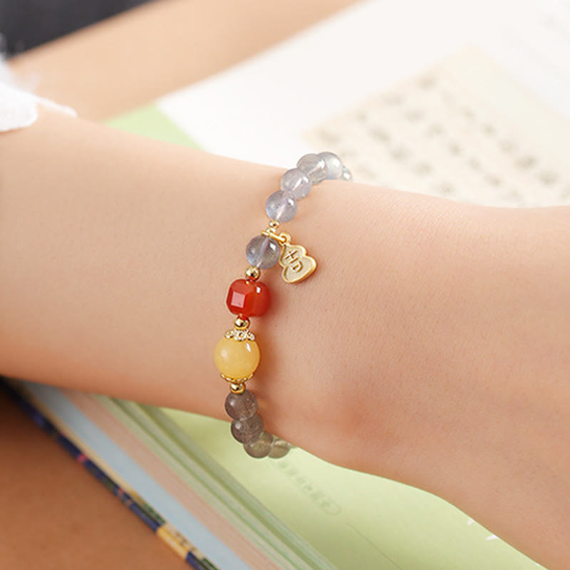 Buddha Stones Natuurlijke maansteen lotus liefde charmante Armband - image 14