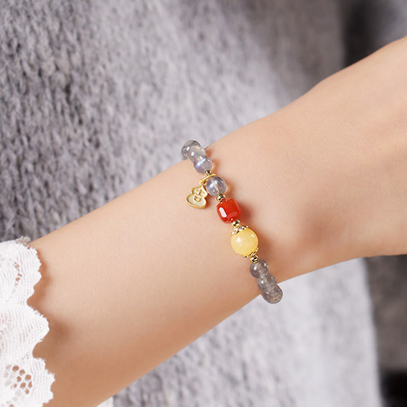 Buddha Stones Natuurlijke maansteen lotus liefde charmante Armband - image 13