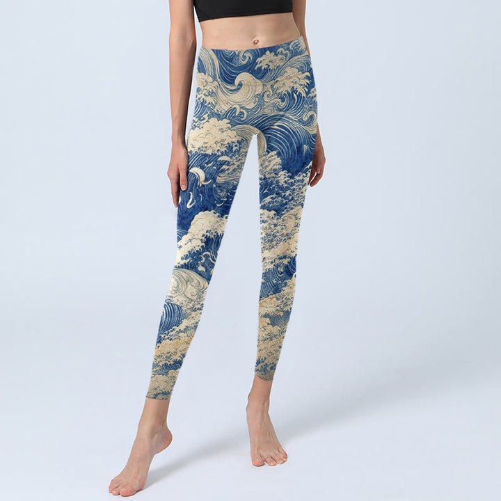 Buddha Stones Gymlegging/yogabroek voor dames met oceaan golfprint - image 5