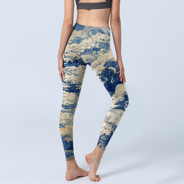Buddha Stones Gymlegging/yogabroek voor dames met oceaan golfprint - image 3