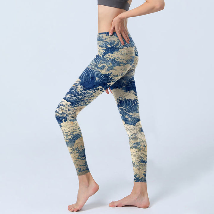 Buddha Stones Gymlegging/yogabroek voor dames met oceaan golfprint - image 2