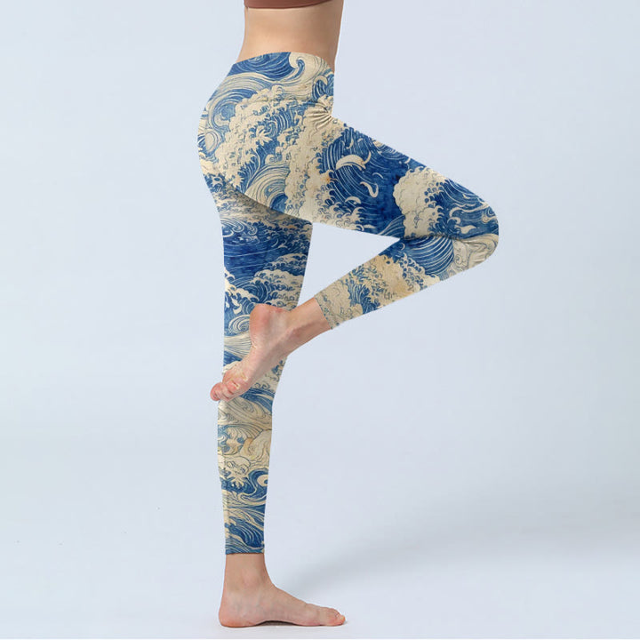 Buddha Stones Gymlegging/yogabroek voor dames met oceaan golfprint - image 4
