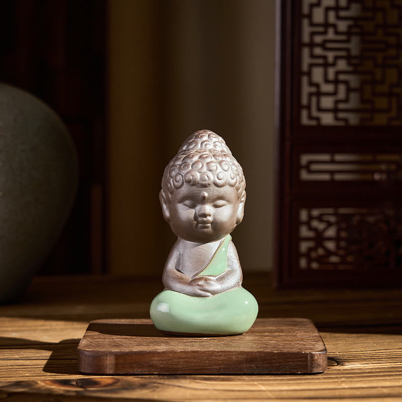 Buddha Stones Gebedsmeditatie Rustende Monnik Keramisch Beeld Sereniteit Huisdecoratie - image 23