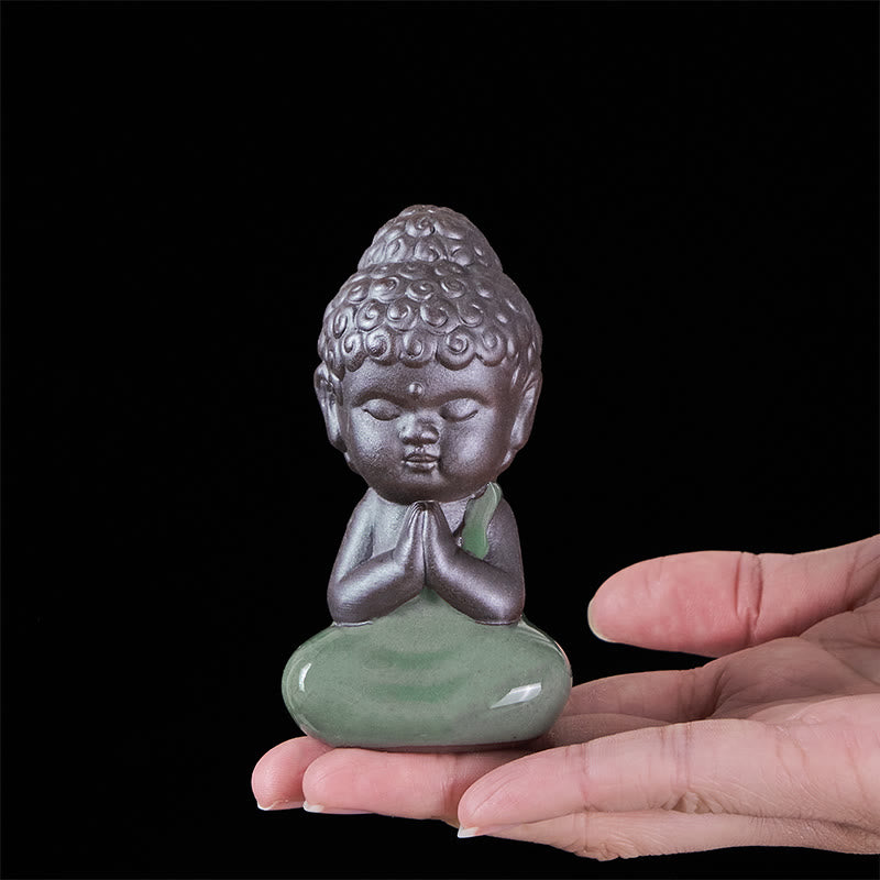 Buddha Stones Gebedsmeditatie Rustende Monnik Keramisch Beeld Sereniteit Huisdecoratie - image 6