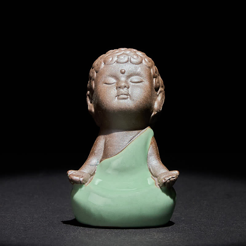 Buddha Stones Gebedsmeditatie Rustende Monnik Keramisch Beeld Sereniteit Huisdecoratie - Reflectie 5,5*5,5*8,5 cm - image 10