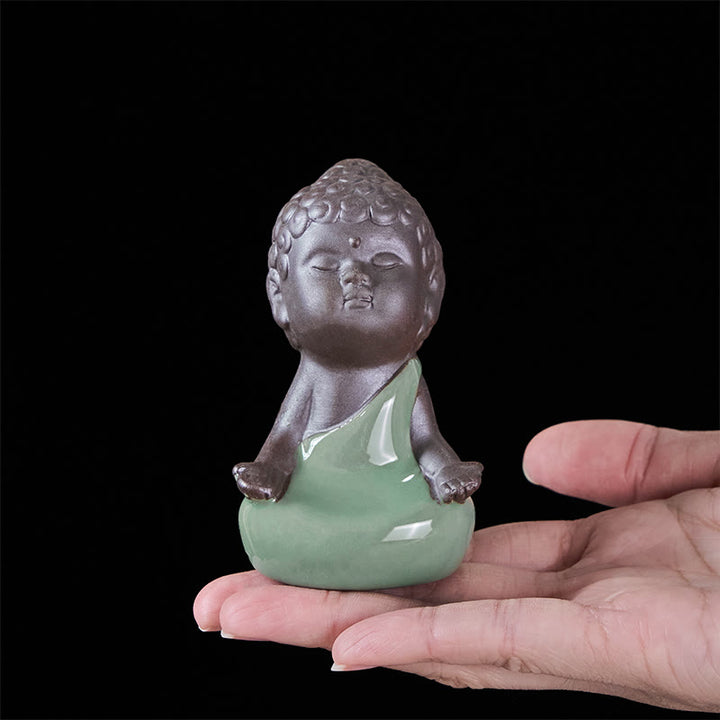 Buddha Stones Gebedsmeditatie Rustende Monnik Keramisch Beeld Sereniteit Huisdecoratie - image 15