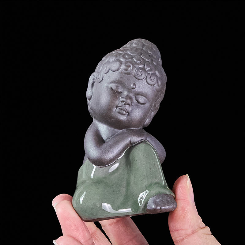 Buddha Stones Gebedsmeditatie Rustende Monnik Keramisch Beeld Sereniteit Huisdecoratie - image 38
