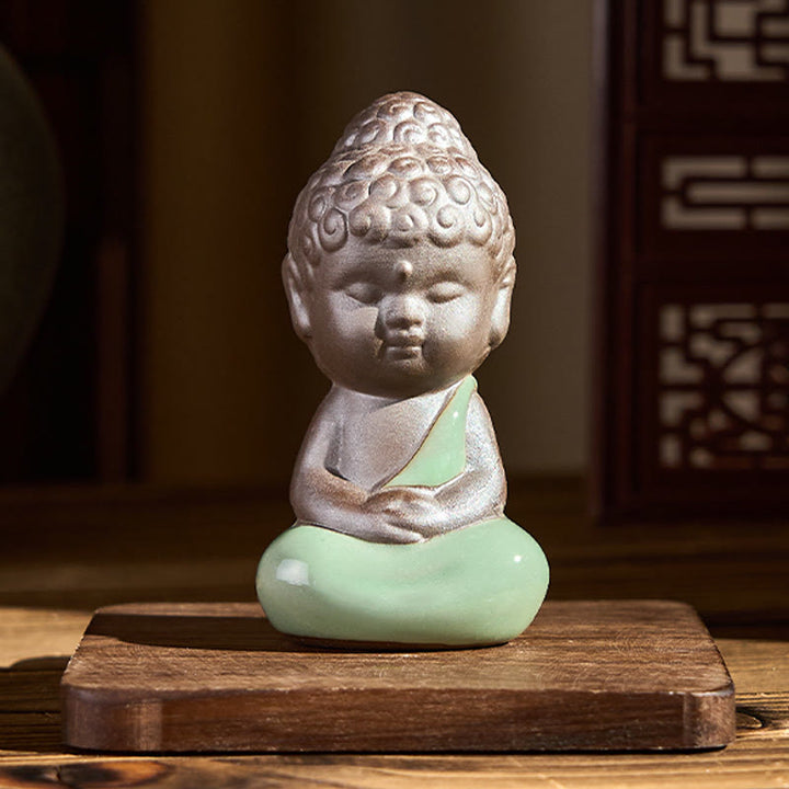 Buddha Stones Gebedsmeditatie Rustende Monnik Keramisch Beeld Sereniteit Huisdecoratie - image 22