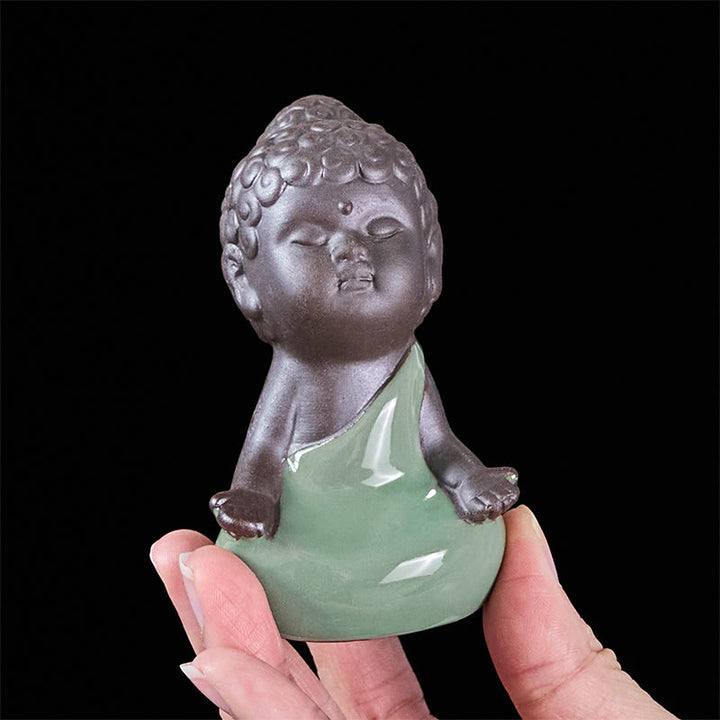 Buddha Stones Gebedsmeditatie Rustende Monnik Keramisch Beeld Sereniteit Huisdecoratie - image 16