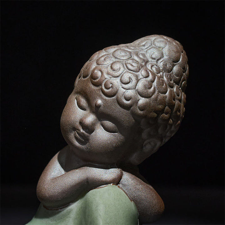 Buddha Stones Gebedsmeditatie Rustende Monnik Keramisch Beeld Sereniteit Huisdecoratie - image 39