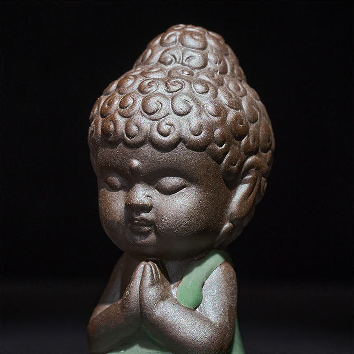 Buddha Stones Gebedsmeditatie Rustende Monnik Keramisch Beeld Sereniteit Huisdecoratie - image 7