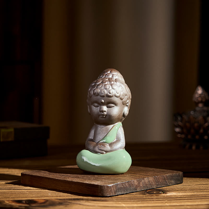 Buddha Stones Gebedsmeditatie Rustende Monnik Keramisch Beeld Sereniteit Huisdecoratie - image 24