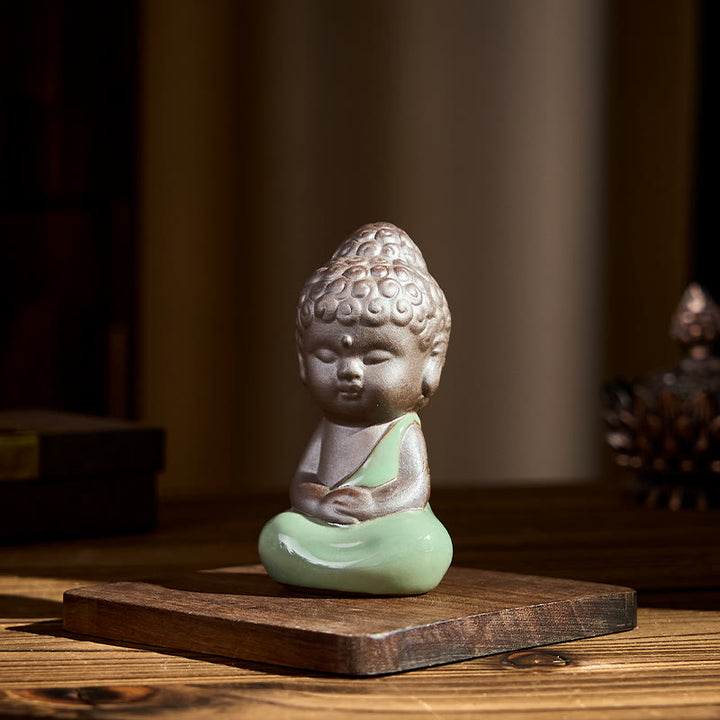 Buddha Stones Gebedsmeditatie Rustende Monnik Keramisch Beeld Sereniteit Huisdecoratie - image 25