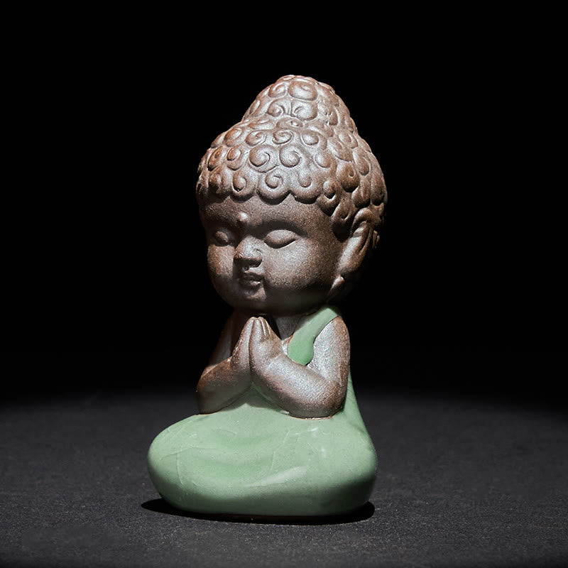 Buddha Stones Gebedsmeditatie Rustende Monnik Keramisch Beeld Sereniteit Huisdecoratie - image 1