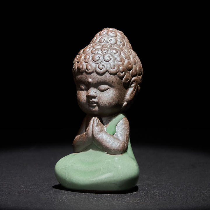 Buddha Stones Gebedsmeditatie Rustende Monnik Keramisch Beeld Sereniteit Huisdecoratie - image 1