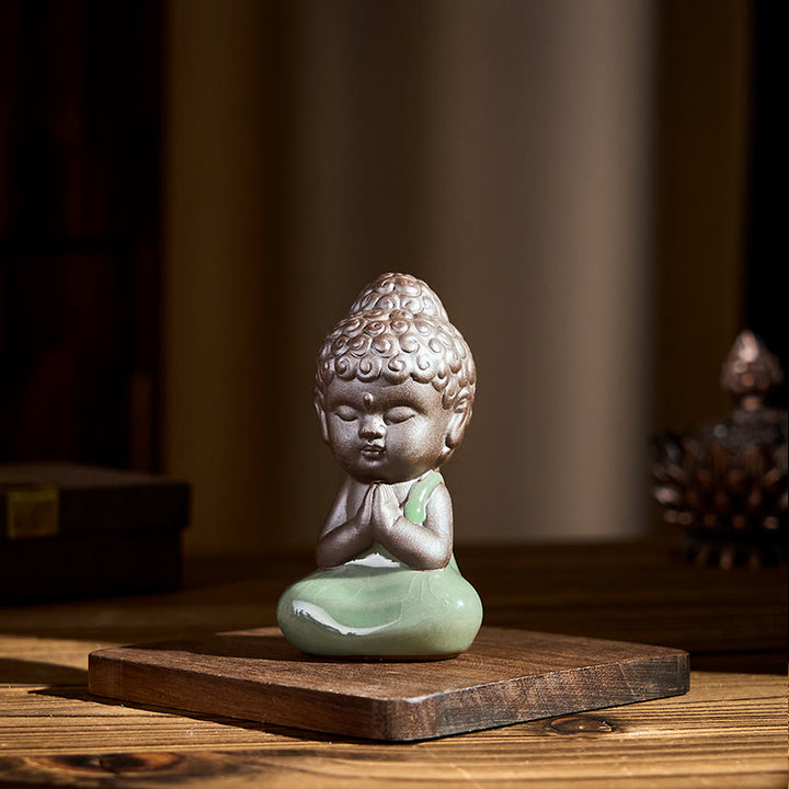 Buddha Stones Gebedsmeditatie Rustende Monnik Keramisch Beeld Sereniteit Huisdecoratie - image 4