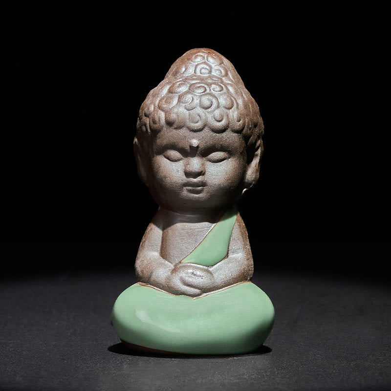 Buddha Stones Gebedsmeditatie Rustende Monnik Keramisch Beeld Sereniteit Huisdecoratie - Meditatie 4,5*4,5*9 cm - image 18