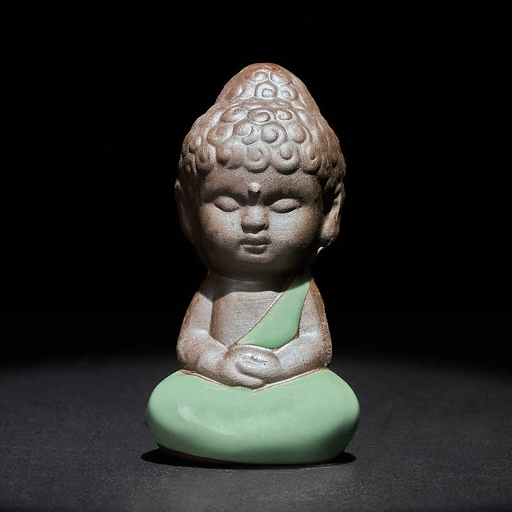 Buddha Stones Gebedsmeditatie Rustende Monnik Keramisch Beeld Sereniteit Huisdecoratie - Meditatie 4,5*4,5*9 cm - image 18