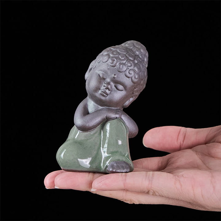 Buddha Stones Gebedsmeditatie Rustende Monnik Keramisch Beeld Sereniteit Huisdecoratie - image 37