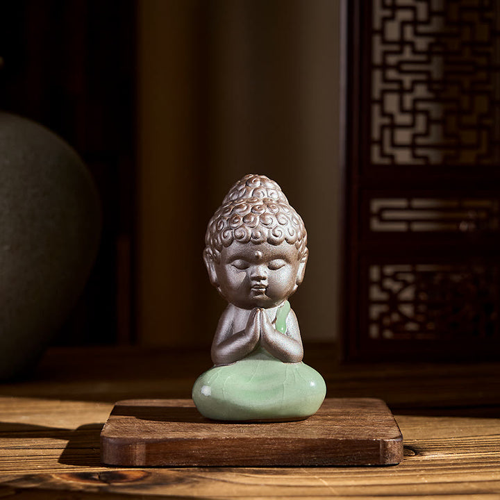 Buddha Stones Gebedsmeditatie Rustende Monnik Keramisch Beeld Sereniteit Huisdecoratie - image 3