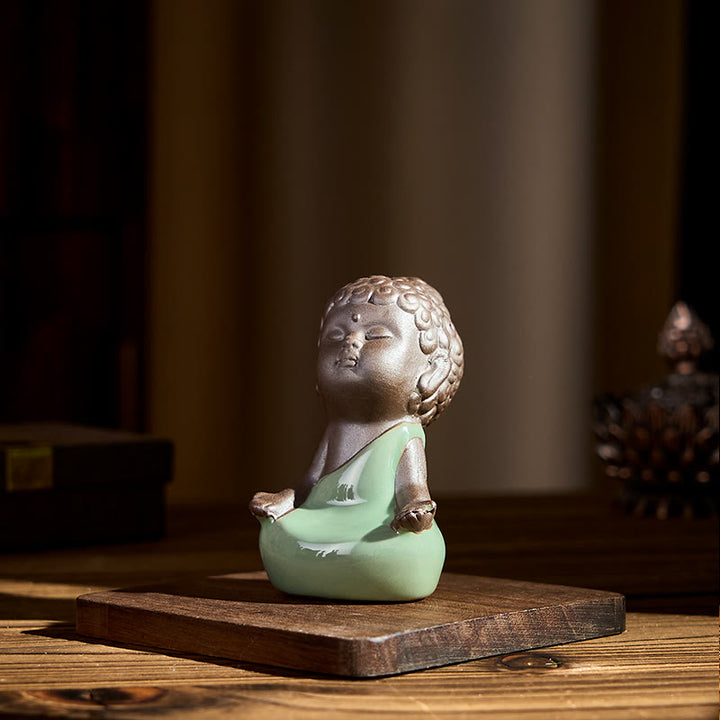 Buddha Stones Gebedsmeditatie Rustende Monnik Keramisch Beeld Sereniteit Huisdecoratie - image 14