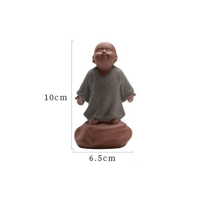 Buddha Stones Keramische beeld van een rustende monnik die omhoog kijkt - Mededogen - Woondecoratie - image 8