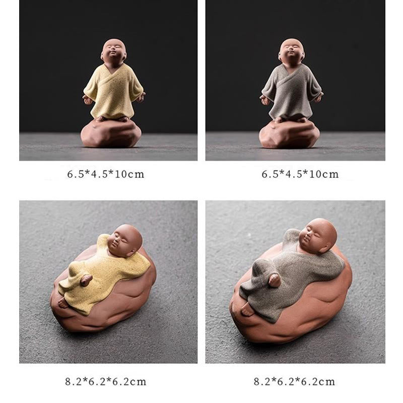 Buddha Stones Keramische beeld van een rustende monnik die omhoog kijkt - Mededogen - Woondecoratie - image 14