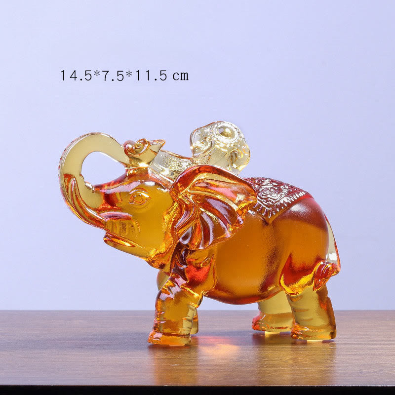 Buddha Stones Gele Liuli kristallen olifantenslurf, ontwerp omhoog en omlaag, sterke huisdecoratie - Kleine olifant (met de slurf omhoog) 14,5*7,5*11,5 cm - image 1