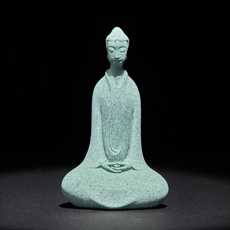 Buddha Stones Meditatie Boeddhabeeldje van zandsteen, decoratie voor thuis of op het bureau, 6 x 4,5 x 9,5 cm - Boeddha 6*4,5*9,5 cm - image 0
