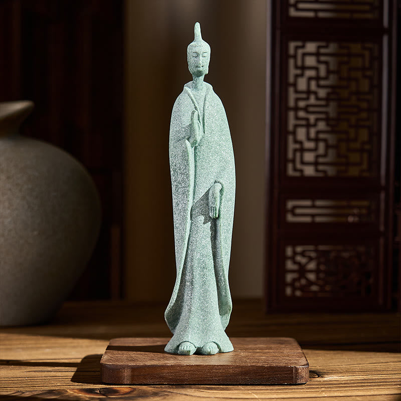 Buddha Stones Meditatie Boeddha staand beeld van zandsteen, huisdecoratie, 3,8*6,5*17 cm - image 1